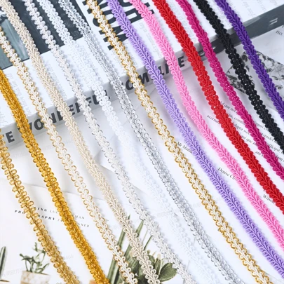 5 yardas de Encaje trenzado de 0.8 cm con patrón de zigzag tipo ciempiés, material decorativo para ropa, accesorios de costura