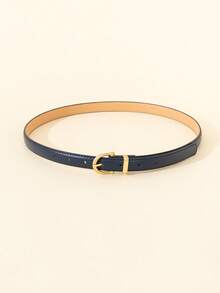 1 chiếc thắt lưng kim loại trơn màu trang trí đơn giản, mặc thường ngày - A - Xem 5