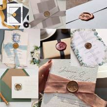 1 个带木柄的个性化蜡封印章 + 300 个粘性蜡封贴纸定制蜡封印章用于手工制作、信封、礼品包装毕业礼物和婚礼请柬 - 彩色 - 查看 11