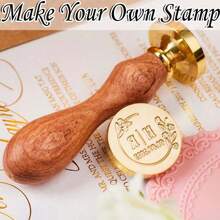 1 个带木柄的个性化蜡封印章 + 300 个粘性蜡封贴纸定制蜡封印章用于手工制作、信封、礼品包装毕业礼物和婚礼请柬 - 彩色 - 查看 3