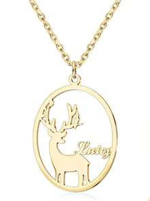 1PC Christmas Personalized Mother Pendant Snowflake Christmas Name Necklace Christmas Reindeer Necklace 1-4 Surnames Customized Unique Carved Necklace, Suitable For Family / Mother / Friends / The Best Christmas Gift - Style 2 - View 7