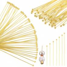 50pcs/Set Golden T-Shape Flattened Head Pins Looped Eye Pins, 316 Stainless Steel Bendable For DIY Jewelry Making,Bracelet, Necklace, Earring Craft Supplies, Size: 20/30/40mm - Gold - View 11