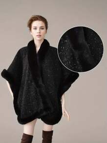 1pc Unisex Elegant Jacquard Shawl - Oversized Fluffy Scarf, Decorative And Windproof - Suitable For Going Out, Warm - Multicolor Shawl - View 3