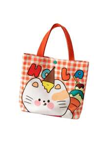 1 件帆布午餐袋，可爱学生手提书包，办公室手提手提包，礼物 - 彩色 - 查看 9