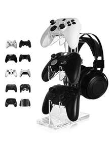 1 pieza Estante de almacenamiento de 3 niveles para control de juego de acrílico, soporte para auriculares, soporte de exhibición transparente, colgador de exhibición para auriculares