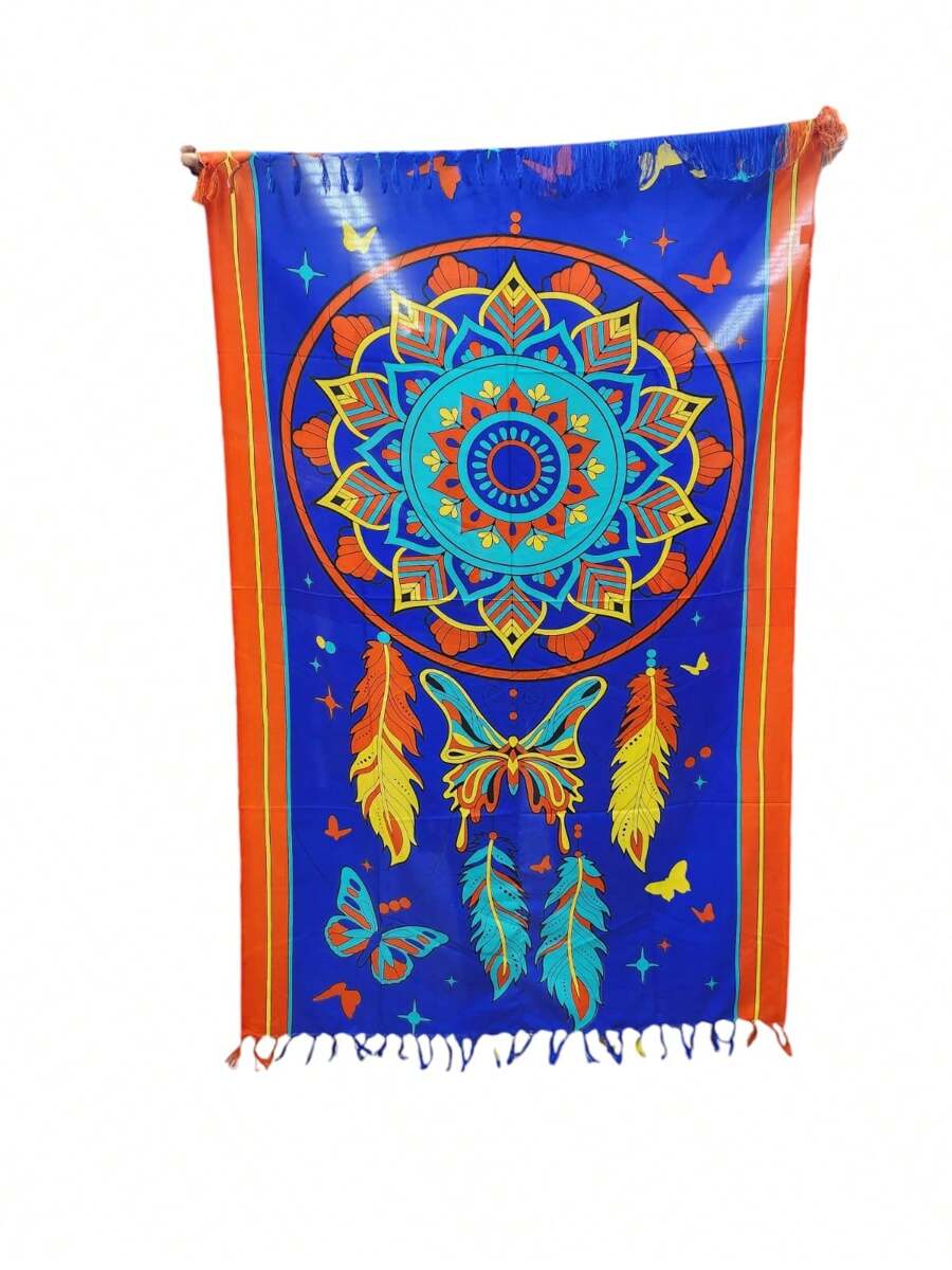 Yong Knit Beach Sarong Women's Beach Skirt Print Option 1 Size 1.1*1.7m - 寶藍色 - 查看 1