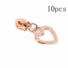 10 piezas Cierres de cremallera decorativos en forma de corazón negro de nailon para bolsas, ropa, chaquetas, manualidades y costura DIY