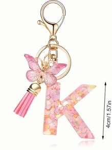 1pc Monograma Letra Inicial Chaveiro Bonito Borboleta Chaveiro Anel Para Carteira Bolsa Fone De Ouvido Estojo Presente Chaveiro Acessórios Pequenos Presentes Y2K
