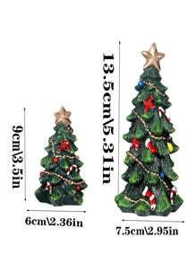 1pc Resin Carved Christmas Tree Figurine, Cute Mini Christmas Tree For Holiday Party Best Gifts