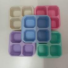 Caja de snacks de paja de trigo con cuatro compartimentos y tapa transparente, ideal para servir comida de té, recibir invitados, etc. Recipiente reutilizable de bento para snacks de paja de trigo con 4 compartimentos para frutas, frutos secos, caramelos, división de comidas. Caja de almuerzo con tapa para nevera, escuela, trabajo, viaje, camping - Multicolor - Ver 11