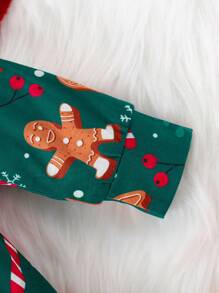 Baby Boy Christmas Snowman & Candy Cane Print Romper