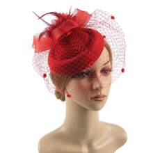 1 Pc Retro Fascination Hat Women Flower Mesh Sinamay Feathers Fedoras Hat Headband Hair Clip Cocktail Tea Party Headwewar Mini Hat Tiny Hat Derby Hat Mini Cap