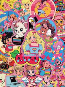 50pcs Retro Cartoon Cute American Comic Style Stickers For Phone Case, Laptop, Luggage, Skateboard, Helmet Decoration Back To School