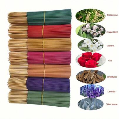 1 Set Of 140pcs Incense Sticks (20pcs Each Of Rose, Lavender, Sandalwood, Jasmine, Milky, Sage, Dragon's Blood), Suitable For Home, Office, Yoga, Meditation, After Meal, Reading, Music, Aromatherapy, Long Lasting Fragrance Gifts Birthday Graduation