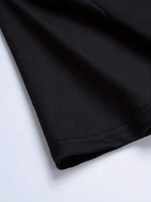 Men's Minimalist Hand Gesture Print Crew Neck Short Sleeve T-Shirt, Summer - Black - View 4