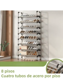 Zapatero metálico de varios niveles - Organizador que ahorra espacio para la entrada, porche, patio, dormitorio, salón - Duradero, fácil de montar, ajustable, diseño compacto para varios tipos de habitaciones, muebles de almacenamiento portátiles - Plateado - Ver 7