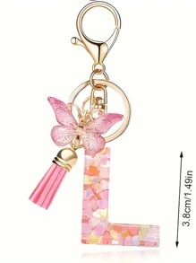 1pc Monograma Letra Inicial Chaveiro Bonito Borboleta Chaveiro Anel Para Carteira Bolsa Fone De Ouvido Estojo Presente Chaveiro Acessórios Pequenos Presentes Y2K
