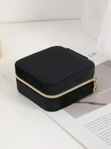 TONVIC 1件/2件裝 女用旅行便攜天鵝絨珠寶收納盒 項鍊戒指耳環儲物盒 拉鍊方形珠寶收納盒 - 均碼 - 查看 17