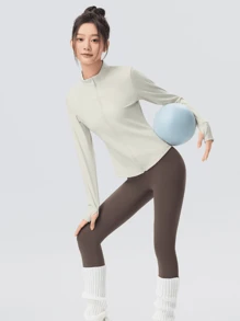 361degree 1pc Women's Autumn Long Sleeve Sports Jacket, 361 Brand - Stand Collar, Fade Resistant, Breathable, Stretchy Fabric, Suitable For Running, Yoga, Workout, Daily Wear