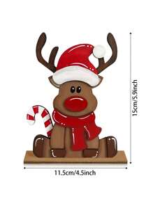 1/2/190 Set Stampa Natalizia in Legno Renna Rossa, Decorazione Candy Cane per Casa, Tavolo, 1/2/190 Set Decorazione Natalizia in Legno a Più Ripiani con Renne e Babbo Natale per Negozio, Mercato, Bar, Scrivania