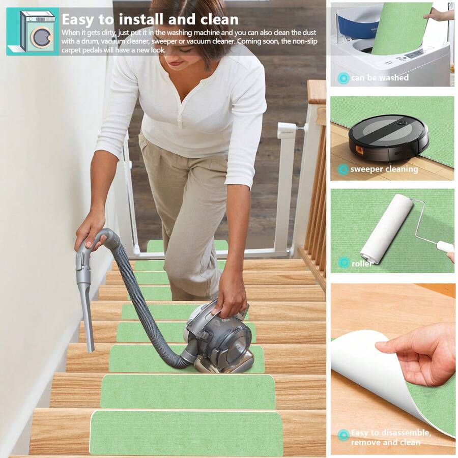 JAYFAN 15PCS Stair Treads For Wooden Steps Indoor Stair Treads Rugs