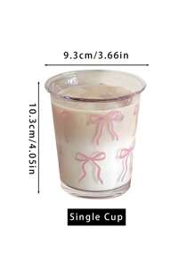 1 件法式粉色蝴蝶结玻璃杯，Ins 美学咖啡/牛奶杯，回到学校 - 彩色 - 查看 10