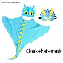 Dinosaur Costume Set For Boys & Girls, Includes Cape, Hat & Mask, Perfect For Cosplay, Photo Shoot & Party Props (Details & Accessories Random) - Multicolor - View 7