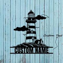 1 tấm biển treo tường hình ngọn hải đăng bằng kim loại tùy chỉnh, phong cách đương đại, biển tên cá nhân, đồ trang trí nghệ thuật treo tường, sử dụng trong nhà và ngoài trời, dễ treo, quà tặng bằng vật liệu kim loại, sinh nhật, tốt nghiệp - Nhiều màu - Xem 2