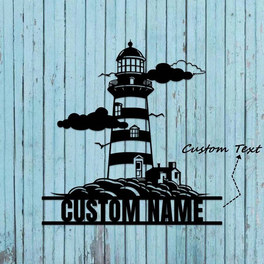 1 tấm biển treo tường hình ngọn hải đăng bằng kim loại tùy chỉnh, phong cách đương đại, biển tên cá nhân, đồ trang trí nghệ thuật treo tường, sử dụng trong nhà và ngoài trời, dễ treo, quà tặng bằng vật liệu kim loại, sinh nhật, tốt nghiệp