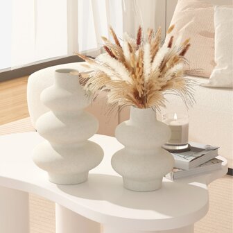 Vază din ceramică bej Vază cu flori de epocă pentru decorațiuni interioare Vaze rustice pentru flori Urcică din gresie Ceramica mată pentru manta de bucătărie Centru de masă, decor de nuntă, decor de masă, centru de masă