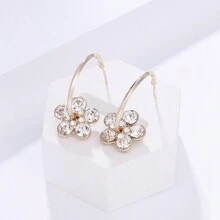 Tassel Earrings With Rhinestone Decorated Dangle Earrings - Gold - View 3