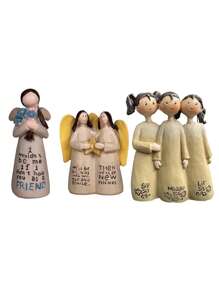 燕燕天使姐妹朋友温暖的怀抱，姐妹是永远的朋友雕像树脂桌面艺术摆件家居装饰雕像守护天使雕像女性天使（三姐妹）最佳礼物 - 彩色 - 查看 7