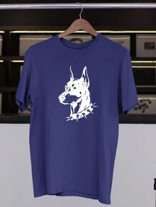 Dobermann Old School T-Shirt Stylish Skate Streetwear Skater Tumblr Various Colors 100% Cotton - 藏蓝色 - 查看 2