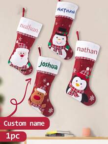 1pc Custom Name Christmas Stockings, Personalized Christmas Stockings,Christmas Stockings With Names,Custom Christmas Stockings,Christmas Decorations,Christmas Decorations For Home,Christmas Stockings Bulk,Personalized Christmas Gifts For Women,Mother,Mom,Men,Father,Dad,Wife,Husband,Dog,Cat,Best Friend,Him,Her,Couple,Bestie,Bride,Bridesmaid,Grandma,Grandpa,Sister,Brother - Style 1 - View 1