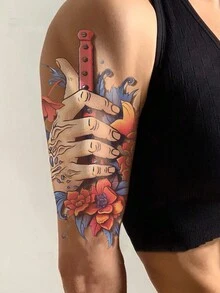 1 pieza Nuevo tatuaje 3D adhesivo, tatuajes temporales sofisticados para brazo/pierna - Multicolor - Ver 1