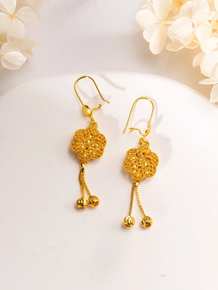 2 件时尚镂空花卉设计耳环，24K 金，DIY 花卉设计，送给闺蜜、朋友、女朋友、妻子、节日、生日的礼物，适合女士和女孩日常和节日佩戴