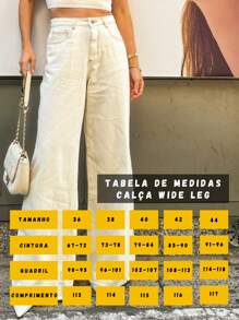 Women's Wide Leg Jeans Fashion High Waisted Trousers - 米色 - 查看 6