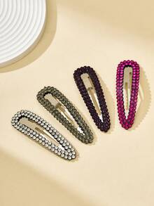 4 件套闪亮水钻发夹 - 可爱卡通发夹，Y2K 甜美风格女士配饰圣诞节 - 彩色 - 查看 7