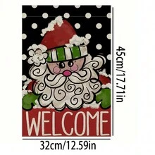 1 chiếc mũ ông già Noel xinh xắn chào mừng khu vườn - Hai mặt, Polyester bền, thích hợp để trang trí Giáng sinh và ngày lễ, tiệc Giáng sinh, không bao gồm cột cờ - màu đen - Xem 9