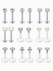 CIZME 16g 唇环 耳屏穿孔首饰 耳轮穿孔首饰 软骨耳环 女士平背耳屏耳环 前向耳轮耳环 银金推入式耳屏首饰 美杜莎穿孔首饰 唇钉穿孔首饰 16g 唇钉首饰 塑料唇钉穿孔首饰 不锈钢软骨穿孔首饰 海螺耳钉 海螺穿孔首饰 - Lip Studs/Earring Studs - 查看 18