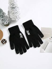 Găng tay nam thời trang cá nhân sáng tạo mới, ấm áp, vui nhộn, có lớp nhung, găng tay thường ngày đơn giản cho mùa thu/đông - Keo nóng cọ đen - Xem 2