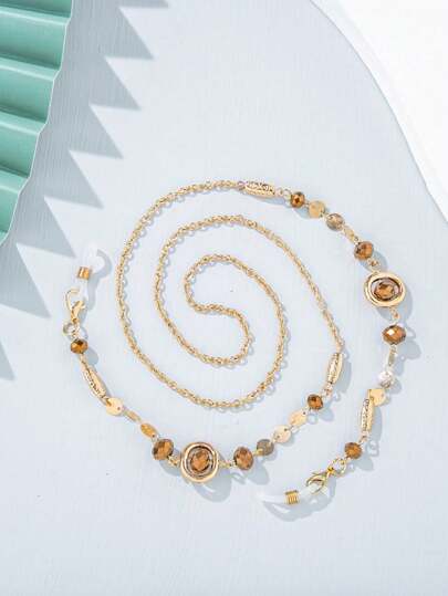 1pc Crystal Beads And Metal Eyeglass Chain Glasses Accessories For Women