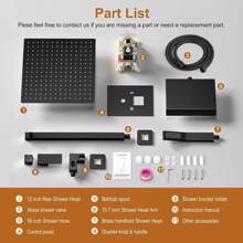 12 Inch Shower System With Tub Spout, 3 Function Bathtub Shower Faucet Set, Wall Mounted Bathroom High Pressure Shower Head With Handheld Sprayer Rough In Valve Body And Trim - 霧面黑 - 查看 8