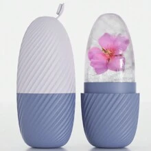 1 件装冰面部滚轮带冰块托盘皮肤按摩器，有助于减少面部和眼部浮肿，塑造和增强护肤功效和光泽，可重复使用和防漏冰面部滚轮模具立方体 - 彩色 - 查看 12