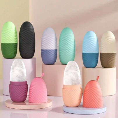 1 件装冰面部滚轮带冰块托盘皮肤按摩器，有助于减少面部和眼部浮肿，塑造和增强护肤功效和光泽，可重复使用和防漏冰面部滚轮模具立方体