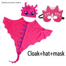 Dinosaur Costume Set For Boys & Girls, Includes Cape, Hat & Mask, Perfect For Cosplay, Photo Shoot & Party Props (Details & Accessories Random) - Multicolor - View 11