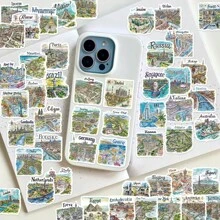 50 miếng dán bản đồ du lịch "Những nơi tôi đã đến" bằng nhựa vinyl - Miếng dán chống nước, có thể tô màu dành cho người đam mê du lịch | Hoàn hảo cho ô tô, điện thoại, máy tính xách tay và bình nước - Nhiều màu - Xem 9