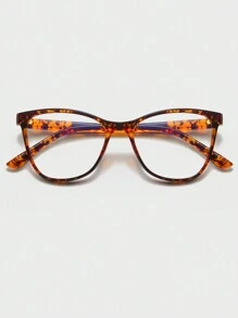 1 副女士豹纹猫眼 PC 镜框休闲无度数眼镜，适合日常搭配女士眼镜配饰