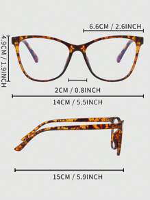 1 副女士豹纹猫眼 PC 镜框休闲无度数眼镜，适合日常搭配女士眼镜配饰