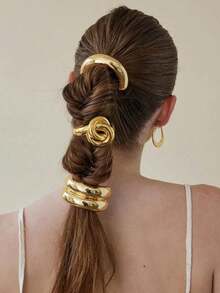 1 dây buộc tóc đuôi ngựa có khóa kim loại, đơn giản và thanh lịch - buộc tóc - Xem 1